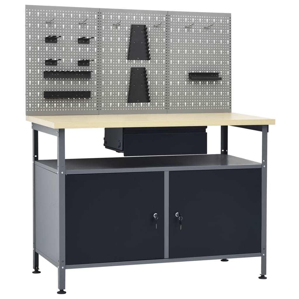 vidaXL Workbench with Three Wall Panels