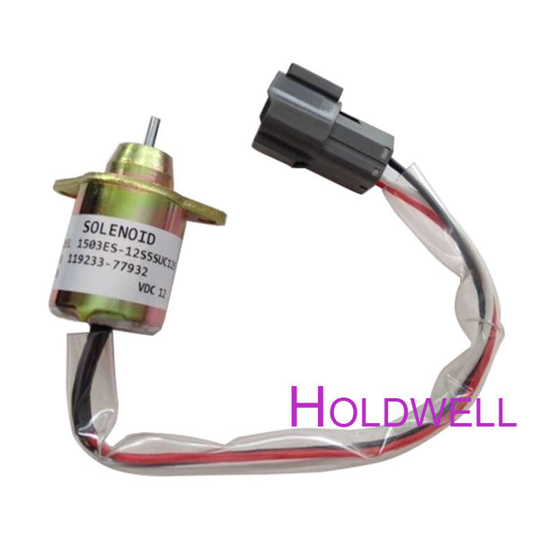 Holdwell Fuel Shut Off Shut Down Stop Solenoid Valve 119233-77932 for Yanmar John Deere Tractor Generator