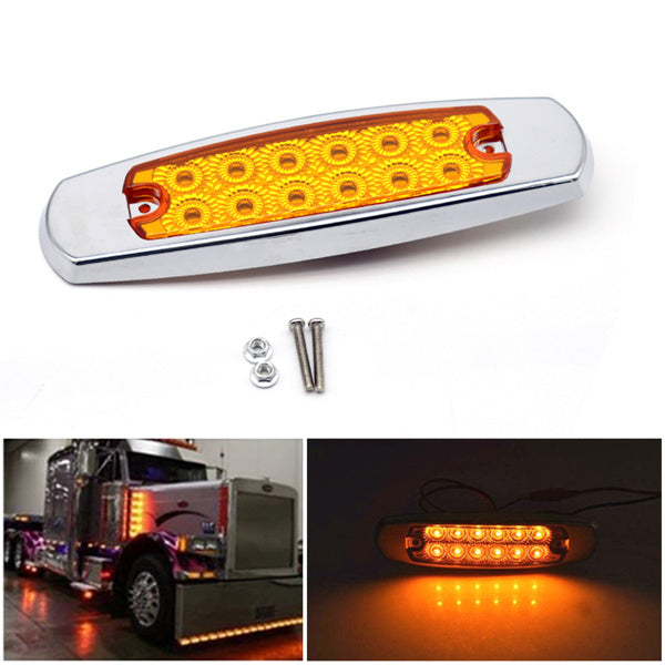 10x Amber Sealed Side Marker Clearance Light Fish Shape Truck Trailer 12V