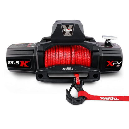 X-BULL Electric Winch XPV 13500 LBS 12V Synthetic Red Rope New Arrival Jeep Towing Truck 4WD