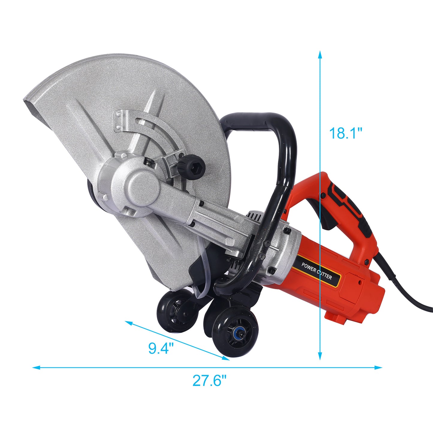 Electric 14&quot; Cut Off Saw Wet/Dry Concrete Saw Cutter Guide Roller with Water Line Attachment 3000w without blade