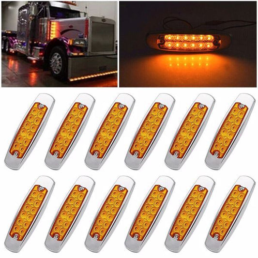 10x Amber Sealed Side Marker Clearance Light Fish Shape Truck Trailer 12V