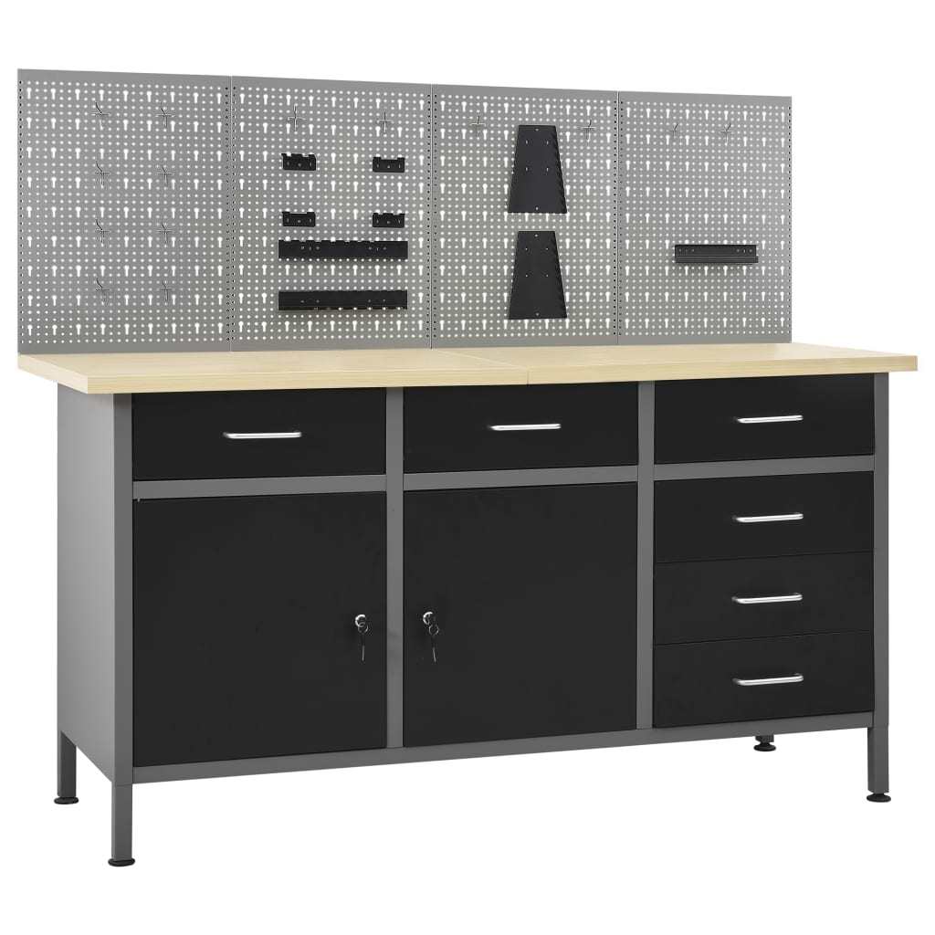 vidaXL Workbench with Four Wall Panels