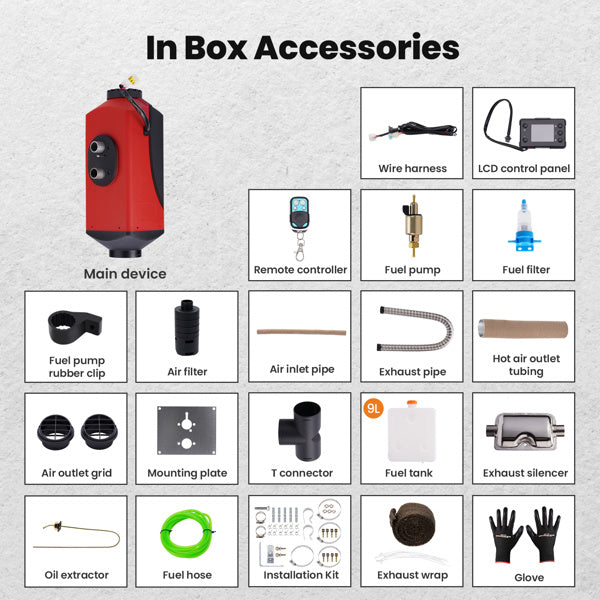 12V 5KW LCD Monitor Air Diesel Fuel Heater 5000W for Car Trucks Motor-Homes