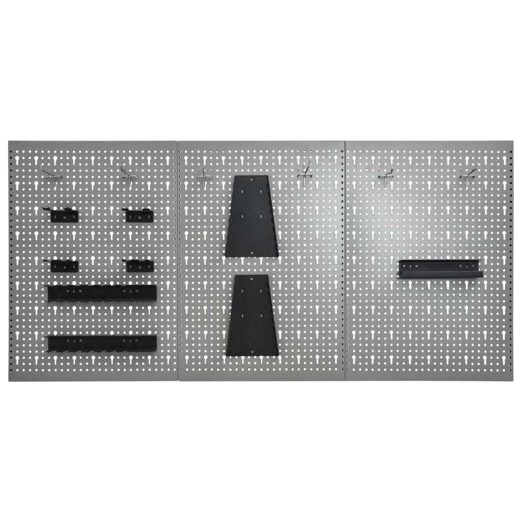 vidaXL Wall-mounted Peg Boards 3 pcs 15.7"x22.8" Steel