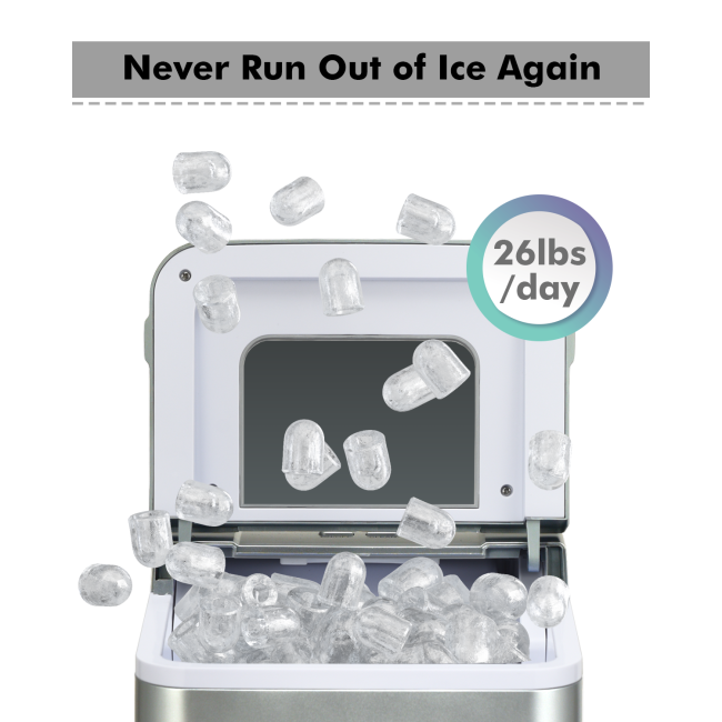 26lbs/24h Portable Countertop Ice Maker Machine with Scoop