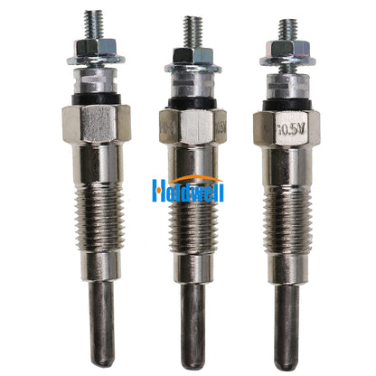 Holdwell 3X Glow Plugs 15951-6551 15694-6551 15261-6551 Compatible with NGK Yanmar Kubota D750 D850 D950 D600 D640 V1100 V1200 Z600 B1500 B7100 B7001 B8200 Engines