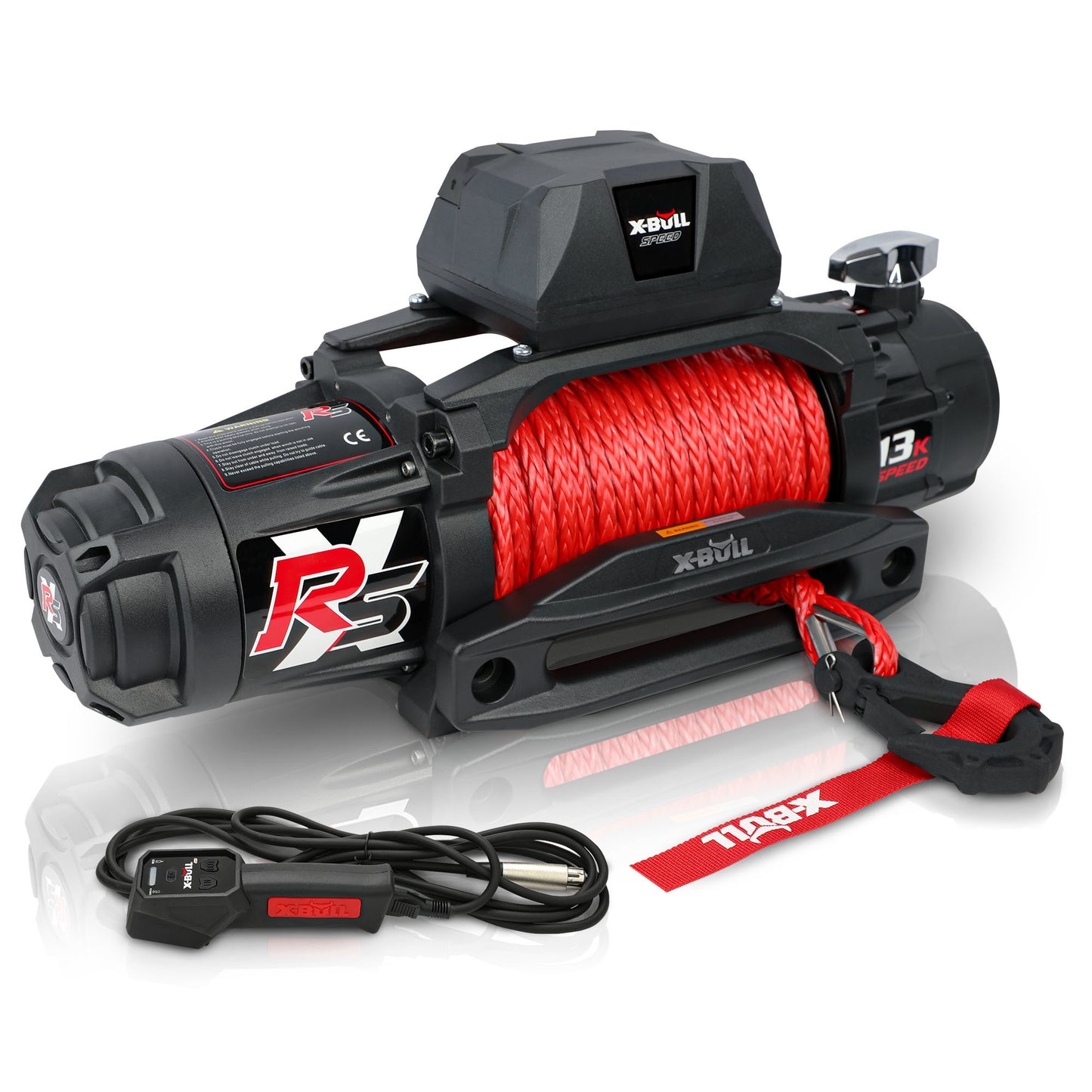 X-BULL 13000 LBS 12V Electric Winch XRS Speed with Wireless Remote and Synthetic Rope for UTVs/SUVs Jeep Towing Truck 4WD