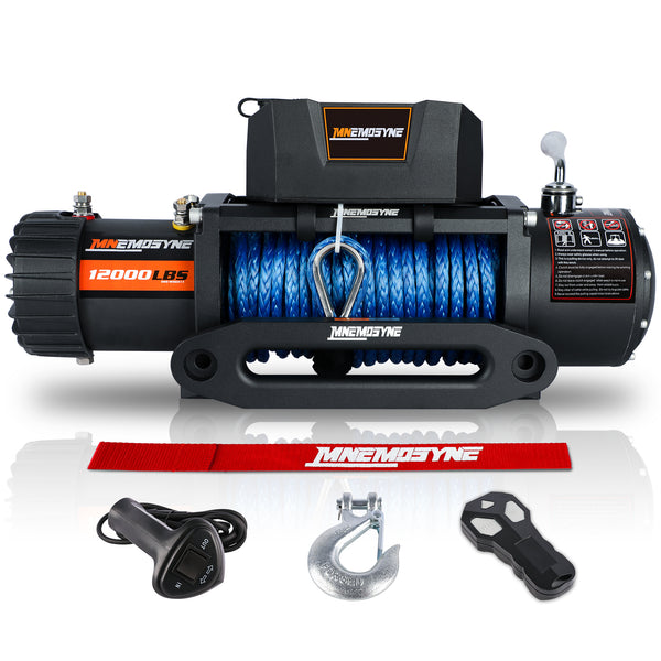 MN Electric Winch 12V 12000LBS Synthetic Rope Jeep Towing Truck Off-Road 4WD