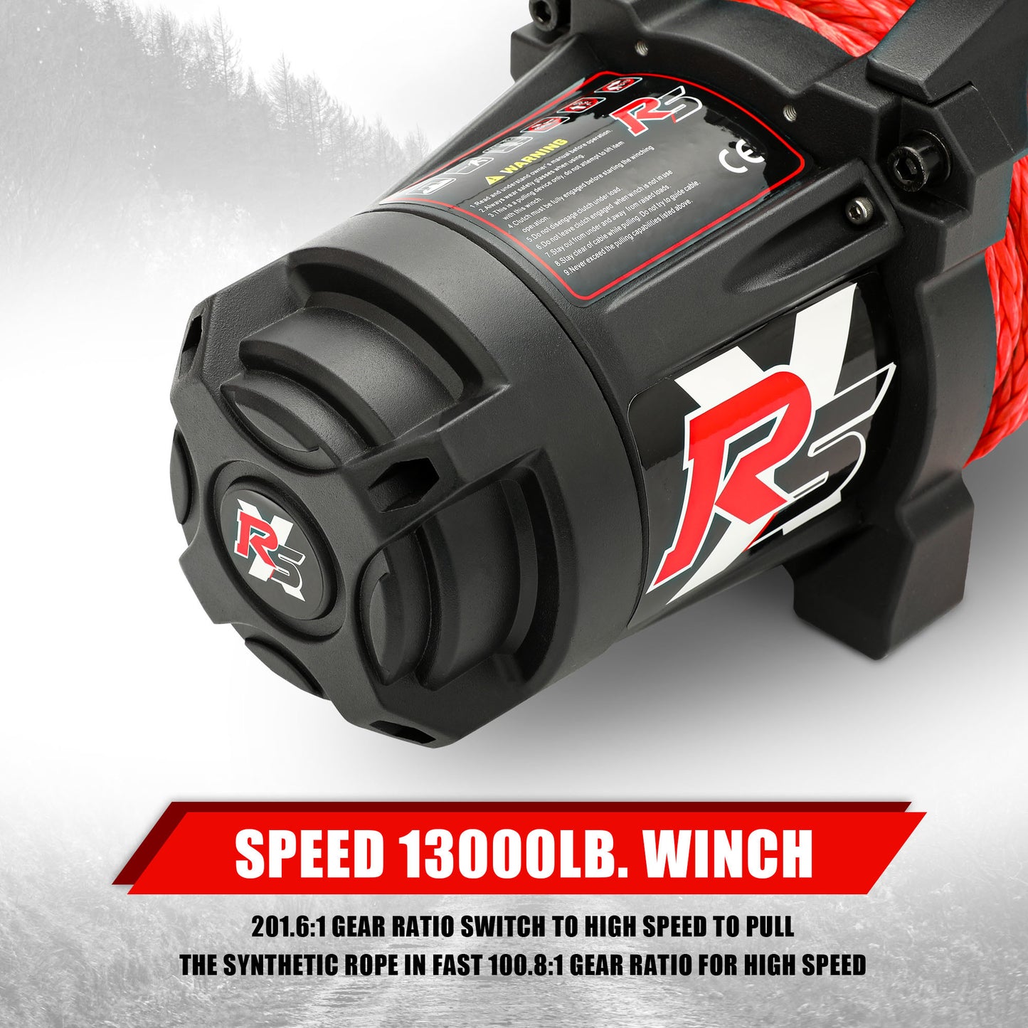 X-BULL 13000 LBS 12V Electric Winch XRS Speed with Wireless Remote and Synthetic Rope for UTVs/SUVs Jeep Towing Truck 4WD