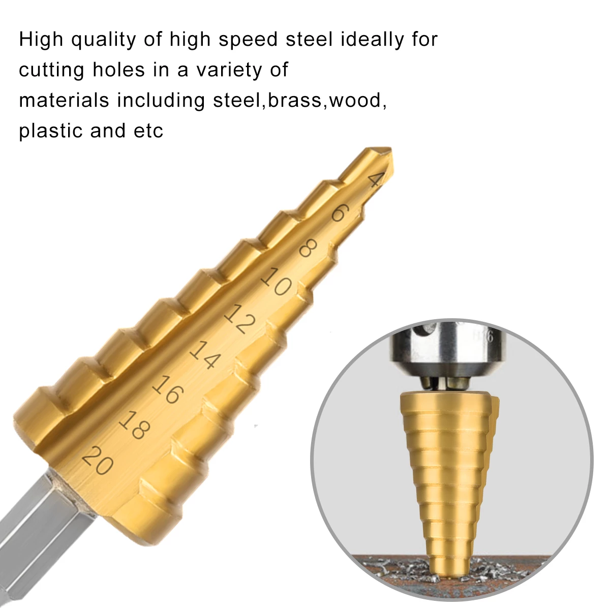 3PCS 3-12mm 4-12mm 4-20mm Drill Bit Set HSS Groove Titanium Coated Wood Metal Hole Cutter Carpentry Core Drill Tools Set