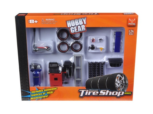 Phoenix Toys 18422 Tire Repair Shop Accessories Set Ford 1-24 Diecast