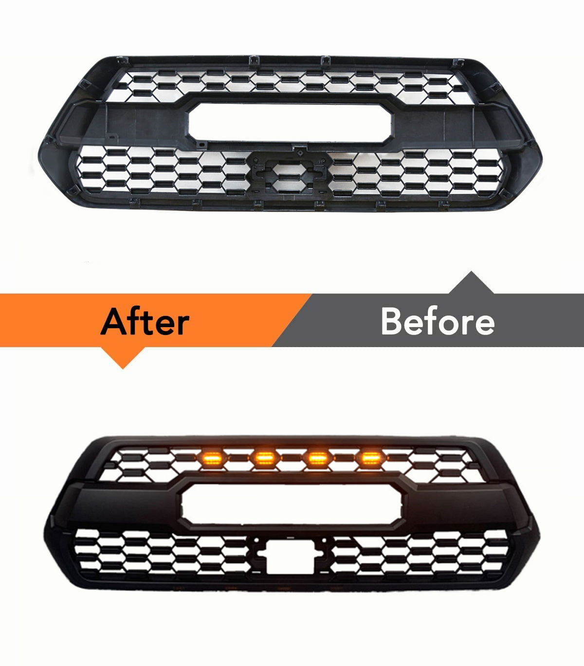 Black Front Grille Grill Fit For TOYOTA TACOMA TRD 2016-2019 With LED LIGHT