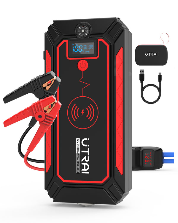 UTRAI 2500A 24000mAh(8L Gas 7.5L Diesel Engine) 12V Battery Jump Pack Power Bank with Flashlight, USB QC3.0 (Model BJ-4-OR)