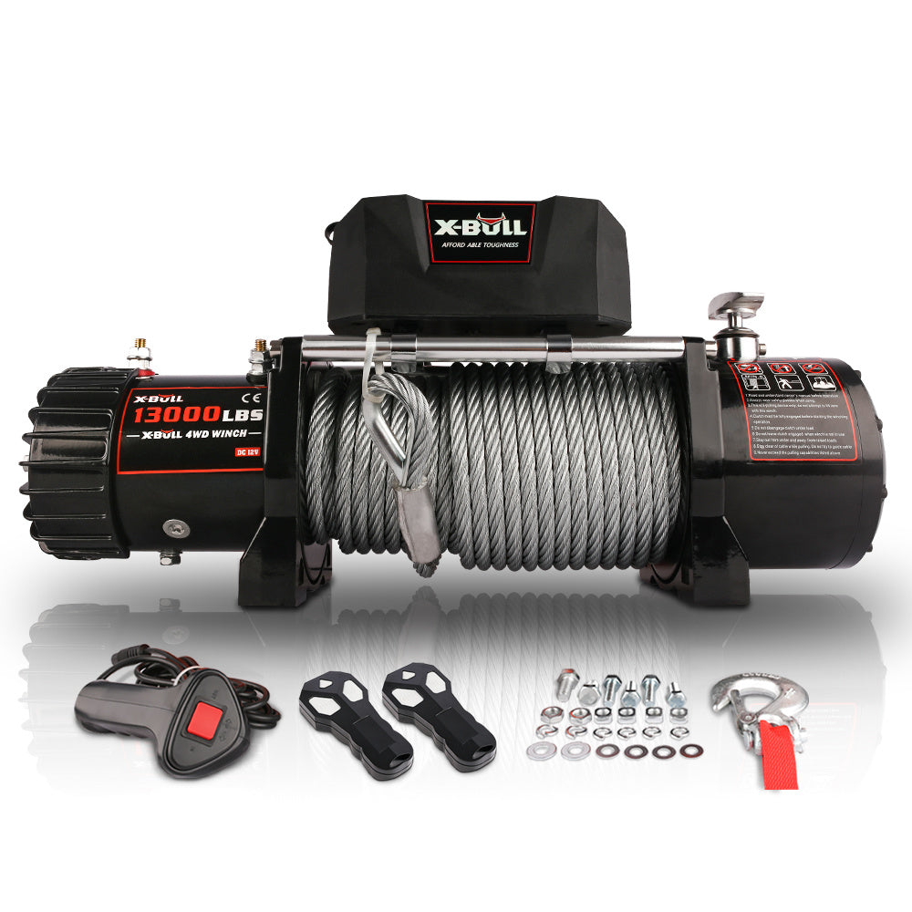 X-BULL 12V waterproof Steel Cable Electric Winch 13000 lb Load Capacity for Truck UTV; ATU; SUV; Car with Corded Control