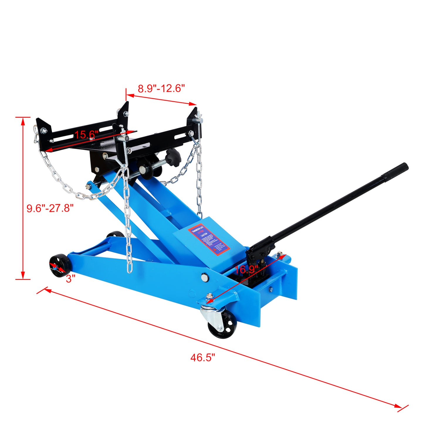 Hydraulic transmission service jack; flloor jack 1/2ton capacity 1000lb; low profile blue