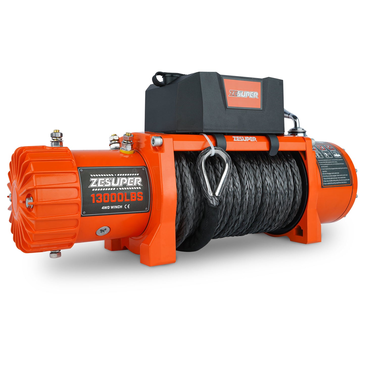 ZESUPER 13000 lb Load Capacity Electric Winch 12V Waterproof IP67 Winch Truck Winch Kit Synthetic Rope; Waterproof Off Road Winch for Jeep; Truck; SUV with Wirless Remote and Corded Control