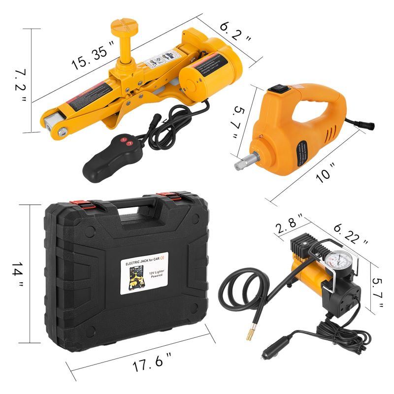 Portable Outdoor Travel Car Repair 12V DC Electric Hydraulic Jack 3 Ton(6600 lbs) Automotive Electric Scissor Car Jack