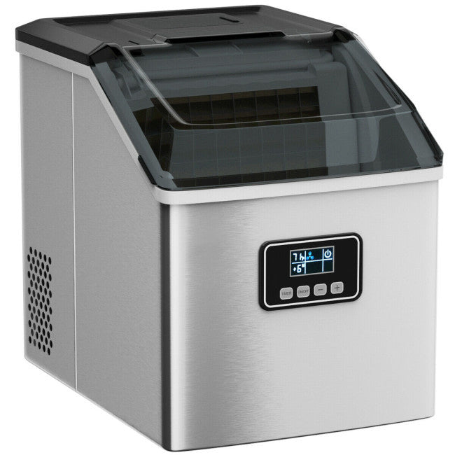 48 Lbs Stainless Self-Clean Ice Maker with LCD Display