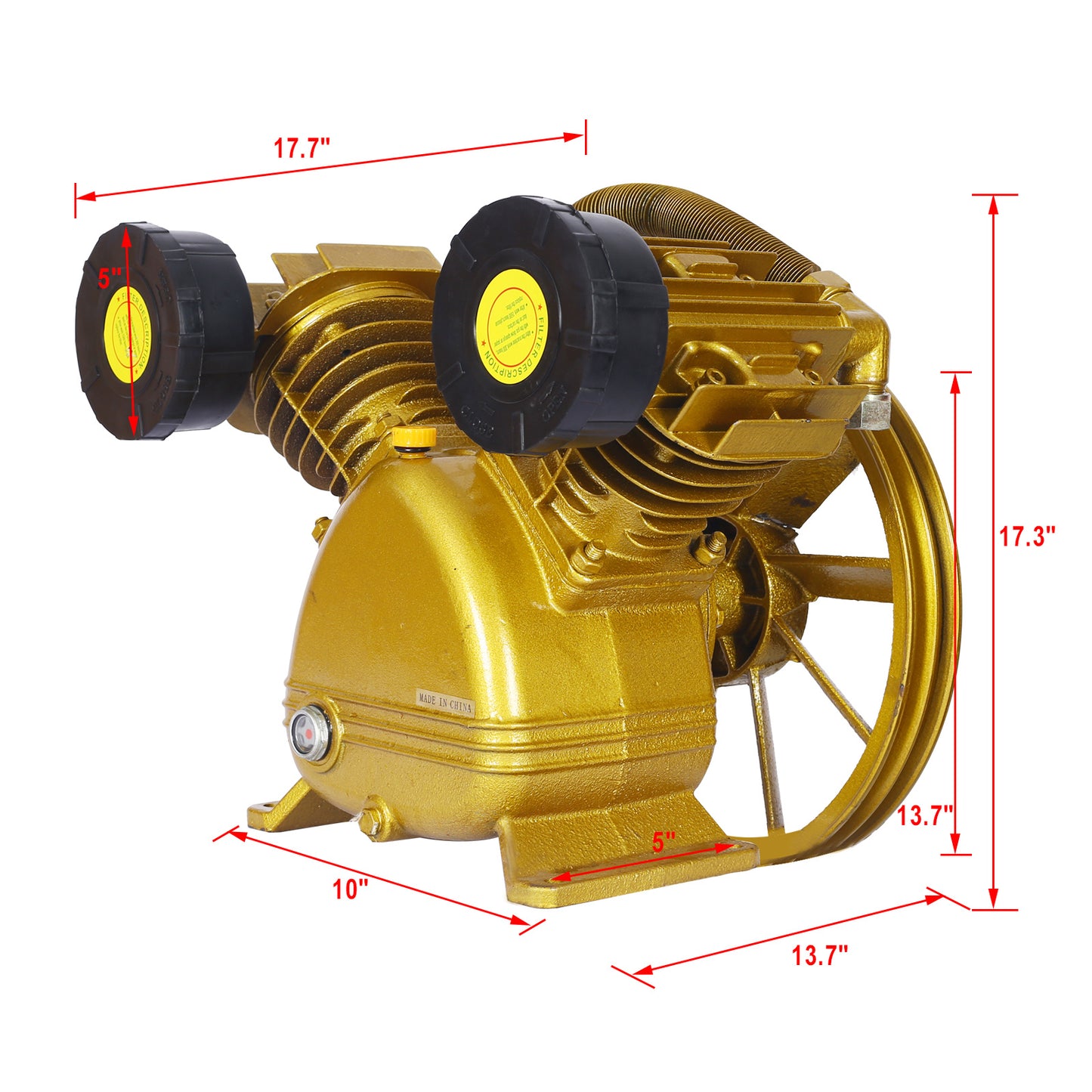 5.5HP Air Compressor Pump Head 21CFM ; 115 PSI V-Type Dual-Cylinder Air Compressor Pump Head 2PISTON