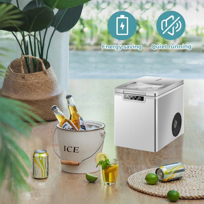 26Lbs/24H Portable Ice Maker Machine with Scoop and Basket