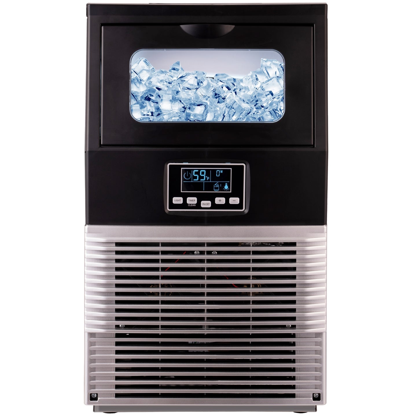 Freestanding Commercial Ice Maker Machine 66LBS/24H, Auto-Clean Built-in Automatic Water Inlet Clear Ice Cube Maker with Scoop, Ideal for Supermarkets Cafes Bakeries Bars Restaurants Home Office