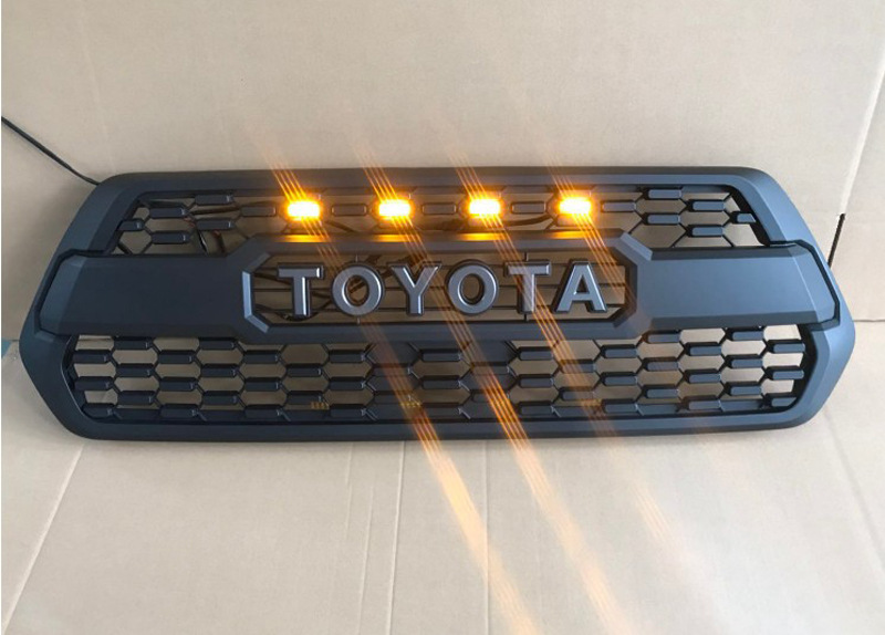 Black Front Grille Grill Fit For TOYOTA TACOMA TRD 2016-2019 With LED LIGHT