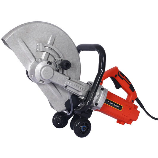 Electric 14&quot; Cut Off Saw Wet/Dry Concrete Saw Cutter Guide Roller with Water Line Attachment 3000w without blade