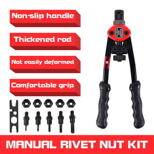 Rivet Nut Tool; 12" Rivnut Kit Nutsert Tools Hand Blind Riveter with 50Pcs Rivet Nuts M3 M4 M5 M6 M8