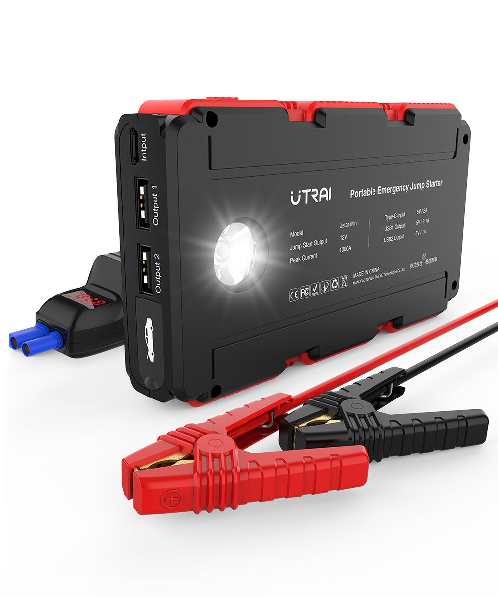 UTRAI Car Battery Starter, 1000A Peak 13000mAh 12V Car Auto Jump Starter, Portable Battery Booster with Lithium Jump Box and LED Light (Up to 6L Gas or 4.5L Diesel Engine) (Model BJ-MINI-OR)