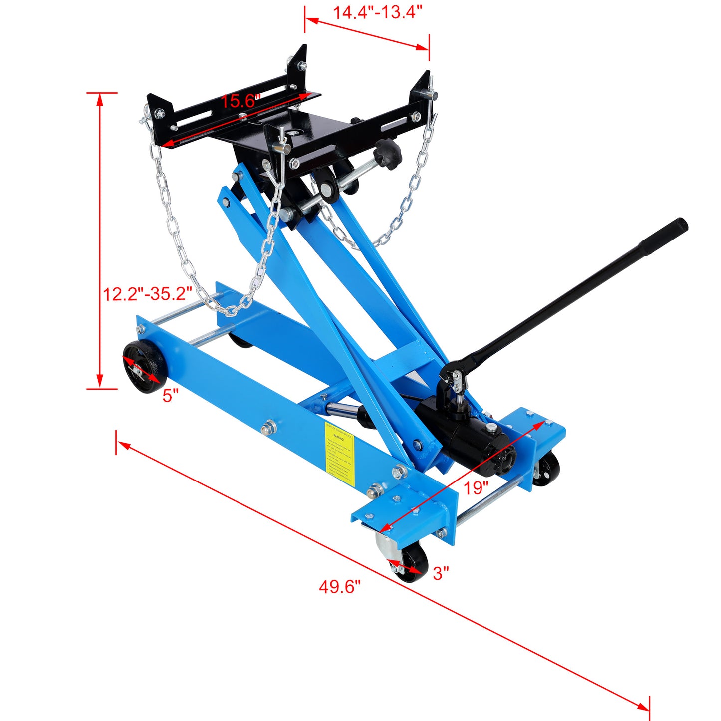 Hydraulic transmission service jack; flloor jack 1 ton capacity 2200lb; low profile